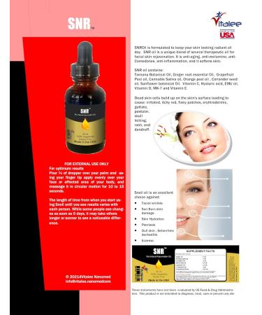 Snoil Facial Skin Rejuvenation Oil - 30ml Bottle for Youthful Radiant Skin | International Shipping Available - Buy Online on SooperMarket.com