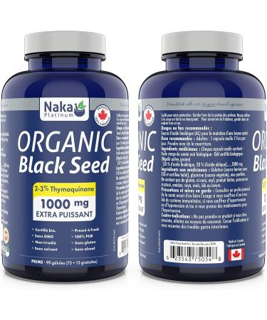 Naka Platinum Organic Black Seed 1000 mg extra strength cold pressed thymoquinone bonus size 90 softgels (75+15 free) - Buy Online on SooperMarket.com