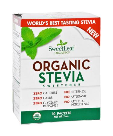 SWEET LEAF Sweetener Organic Stevia 70Count 95+ Organic Use SweetLeaf in place of sugar, 2 Ounce