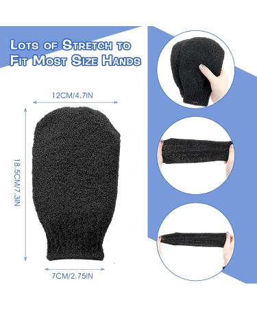 Sibba 2 Pairs Exfoliating Gloves - Body Scrubber for Shower Bath Tan Removal & Keratosis Pilaris - Exfoliating Mitt for Removing Dirt and Dead Skin (Black) - Buy Online on SooperMarket.com