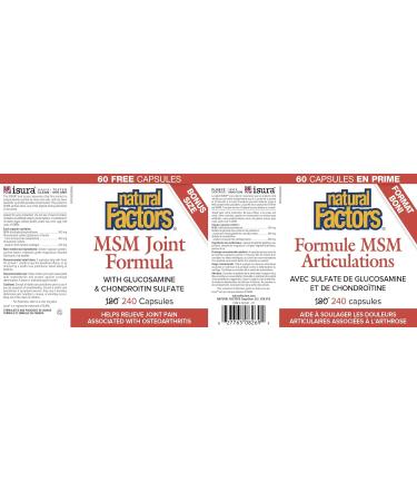 Natural Factors MSM Joint Formula Bonus Size - 240 capsules - Buy Online on SooperMarket.com