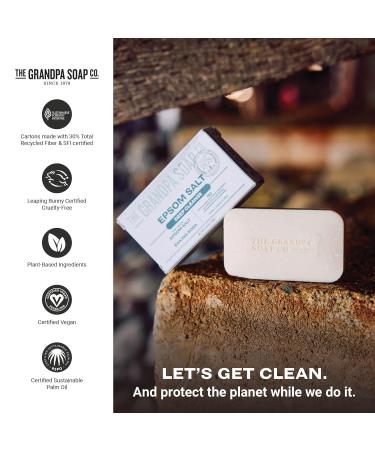 Grandpa Soap Epsom Salt Bar Soap - Deep Cleansing Vegan Soap for Face & Body 4.25 Oz (4 Pack) - Removes Dirt Grease & Grime - Buy Online on SooperMarket.com