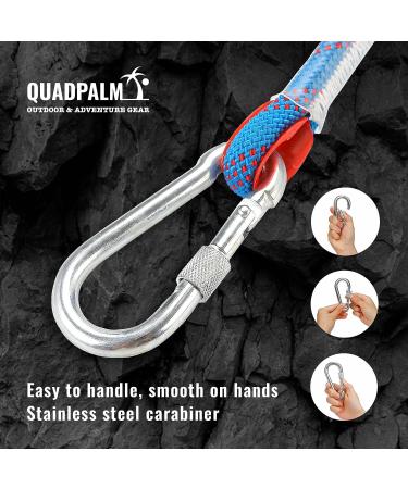 QUADPALM Grappling Hook and Rope 10M (32ft) - Multifunctional Heavy Duty Survival Gear - Stainless Steel Folding Claws - Blue - Buy Online on SooperMarket.com