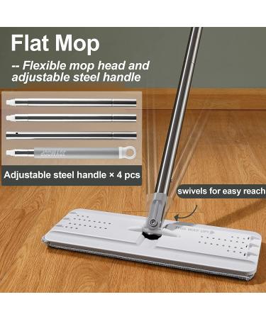 JOYMOOP Mop and Bucket Set with 3 Microfiber Mops | Flat Floor Mop for Wet and Dry Cleaning | Household Cleaning Tools for Hardwood, Laminate, Tile | Double Dry Scrapers | 50 Mop - Buy Online on SooperMarket.com