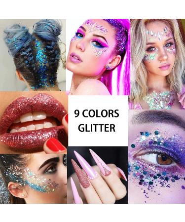 MIESCHER Colorful Glitter Eyeshadow Palette - 9 Shimmer Colors | Waterproof & Long Lasting Professional Eye Makeup - Buy Online on SooperMarket.com