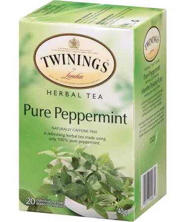 Twinings Pure Peppermint Herbal Revive Individually Wrapped Tea Bags | Naturally Caffeine-Free | 20 Count (Pack of 6) | Enjoy Hot or Iced Peppermint 20 Count (Pack of 6) - Buy Online on SooperMarket.com