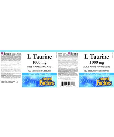Natural Factors L-Taurine 1000 mg 120 vegetarian capsules Free Form Amino Acid Supports Heart Health - Buy Online on SooperMarket.com