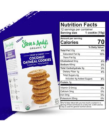 Steve and Andys Soft & Chewy Oatmeal Coconut Cookies - Gluten-Free Dessert, No Corn Syrup, Tree Nuts, Kosher, Non-GMO (2 Pack) - Buy Online on SooperMarket.com