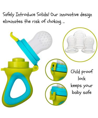 Teething Mittens with Baby Food Feeder Pacifier | Soothe Tender Gums | Fruit Teether Set for Safe Solid Food Introduction | Ideal for Teething & Baby's First Feeding - Buy Online on SooperMarket.com