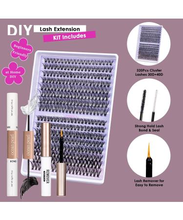 DIY Lash Extension Kit - 320 Pcs Natural Individual Lashes (10-16mm) with C/D Curl Glue & Tools for Home Use | Perfect for Beginners - Buy Online on SooperMarket.com