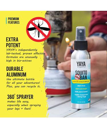 Squito Ban Mosquito Repellent Spray by Yaya Organics | All Natural, Proven Effective, Family Friendly, Deet-Free | 4oz - Buy Online on SooperMarket.com