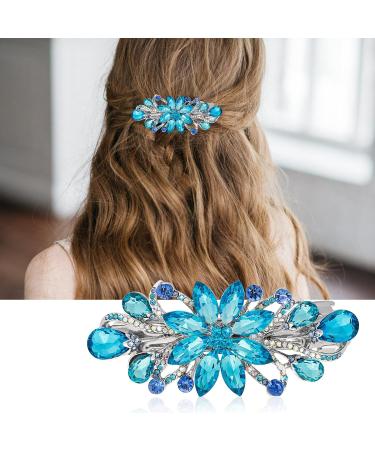 WLLHYF Flower Hair Clip - Vintage Rhinestone Barrette for Women & Girls (Sky Blue) - Buy Online on SooperMarket.com