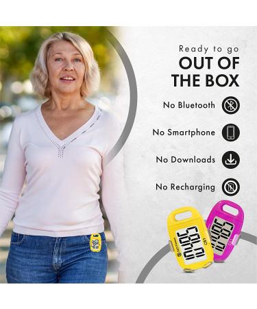 OZO Fitness CS1 Easy Pedometer for Walking - Large Display Step Counter with Clip and Lanyard in Yellow - Buy Online on SooperMarket.com