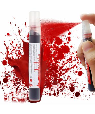 Go Ho Blood Splatter Fake Blood Makeup(0.35 oz) Halloween Fake Blood Spray Eye Blood Drops Body Paint Fake Blood for Clothes and Zombie Monster Vampire Clown Costume Cosplay Makeup 1PC