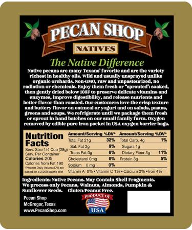 Fresh Texas Native Pecan Halves - 12 oz | Organic Practice, Unsprayed & Raw | Direct Ship | 1 Pack - Buy Online on SooperMarket.com