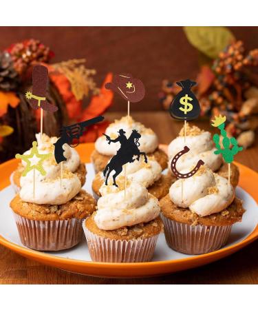 Arthsdite 24Pcs Cowboy Cupcake Toppers HorseShoe Cowboy Hats Boots Cupcake Picks Star Gun Cactus Cupcake Picks Western Theme Baby Shower Birthday Party Cake Decorations Supplies - Buy Online on SooperMarket.com