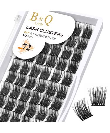 Cluster lashes 72 Clusters B&Q Lash Clusters D Curl Individual Cluster Lashes Natural Eyelash Clusters DIY Lash Extensions Soft Fluffy Cluster Eyelash Extensions (UK-FD-B42-D-12) D-12 mm B 42