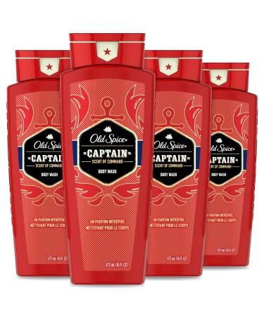 Old Spice Red Collection Captain Scent Body Wash for Men (Pack of 4) 16 Ounce