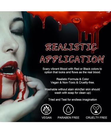 CCBeauty 2.1oz Fake Blood - Washable Splatter Makeup for Halloween Costume & Special Effects - Safe & Realistic Vampire Blood - 2 packs - Buy Online on SooperMarket.com