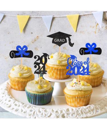 Ercadio 48 Pack 2023 Graduation Cupcake Toppers Black Blue Glitter Grad Cap Diploma Class of 2023 Cupcake Picks for 2023 Graduation Theme Party Cake Decorations Supplies B-grad Blue - Buy Online on SooperMarket.com