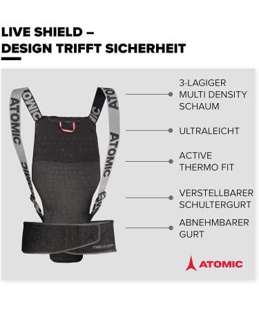 Atomic Live Shield Black Size M - High-Quality Multi-Density Foam Back Protector | Lightweight & Breathable Active Protection - Buy Online on SooperMarket.com