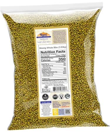 Rani Moong Whole Lentils 128oz (8lbs) - Ideal for Cooking & Sprouting | All Natural, Non-GMO, Vegan | Indian Origin - Buy Online on SooperMarket.com