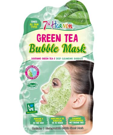 7th Heaven Bubble Tea Oxygen Mask Infused with Green Tea and Centella Asiatica to Hydrate Soothe and Help Target Blemishes - Ideal for All Skin Types