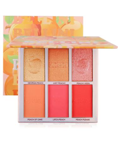 CCbeauty Blusher & Illuminator Highlighter Powder Contour Makeup Palette Set - 3 Matte Blusher & 3 Shimmer Highlighter Powder Palette - Blush Highlighter Duo Perfect for Contouring and Highlighting - High Pigmented and Cru…