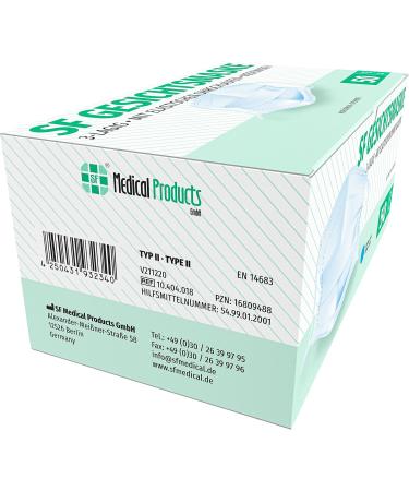 Buy SF Mundschafts 50-Pack Medical Surgical Masks - EN 14683 Certified 3-Layer Disposable Face Masks for Mouth & Nose Protection - Buy Online on SooperMarket.com