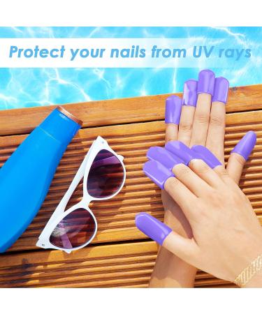 Tanning Finger Tips - 50 Pcs UV Protection Nail Protectors for Gel Nail Remover Caps & Tanning Beds - Purple Finger Sleeves - Buy Online on SooperMarket.com
