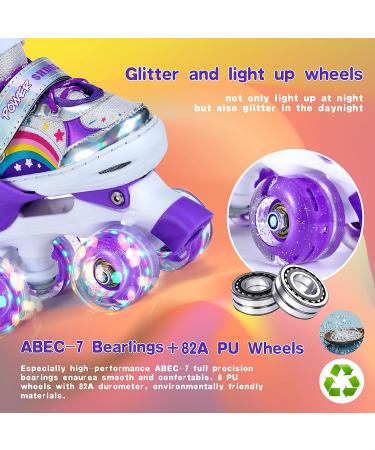 SHDSL Girls Roller Skates | 4 Size Adjustable with 8 Light Up Wheels | Fun Illuminating Skates for Beginners | Sizes 11C-1Y US - Buy Online on SooperMarket.com