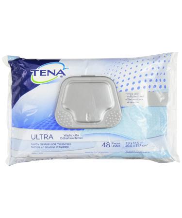 Tena Ultra Skin-Caring Washcloths 8x12.5 in. Soft-Pack/48 wipes