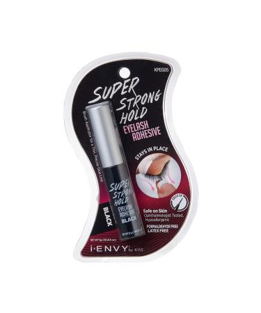 i-Envy by KISS Super Strong Hold Eyelash Adhesive Black KPEG05 Brush On Latex Free 0.18oz 0.76 Ounce (Pack of 1)