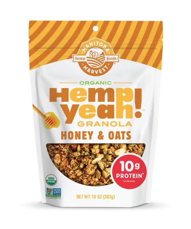 Manitoba Harvest Hemp Yeah! Granola, with 10 g of Protein, 3.5 g Omegas, 3 g of Fiber and less than 10 g Sugar Per Serving, Organic, Non-GMO, Honey & Oats, 10 Oz 10 Ounce (Pack of 1) Honey & Oats