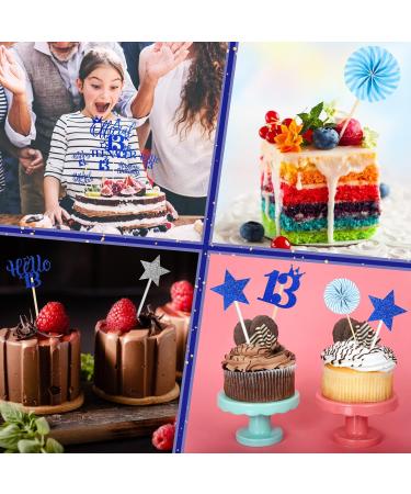 17 Pcs Official 13th Teenager Cake Toppers Giltter Blue Number 13 Pick Cake Decoration Official Teenager Cake Topper with Ballon Cheers to 13 Fabulous Birthday Decoration for 13th Birthday Party - Buy Online on SooperMarket.com