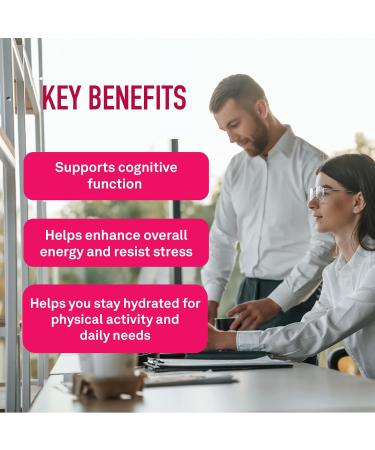 Organika Electrolytes Focus - Pomegranate Flavor Electrolytes Powder for Enhanced Concentration Focus and Cognitive Stamina - Sugar Coffee-Free Hydration - 180g - 30 servings - Buy Online on SooperMarket.com
