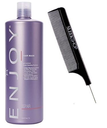 Enjoy HAIR MASK  pH 4.5-5.5 Color Holding Formula  repair (with Sleek Steel Pin Tail Comb) (33 oz / 1000 ml) 33 Ounce / 1000 ml