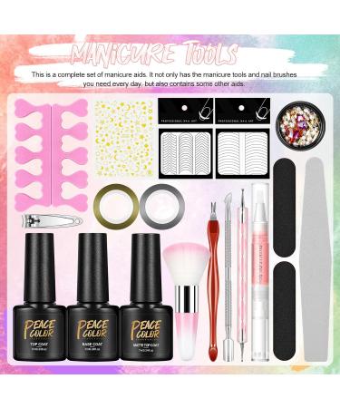 PEACECOLOR Gel Nail Kit with Electric Nail File | 10 Colors Gel Polish Set | 36W UV/LED Lamp | Starter Kit with Professional Manicure Tools & Halloween Decorations - Buy Online on SooperMarket.com
