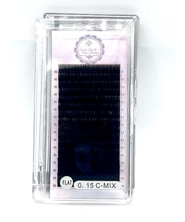 Classic Lash Extensions Flat Mix Length Semi Permanent Eyelash Extensions Ultra-Pure Black Professional Salon Use Eyelash Trays Single Eyelashes (0.12C)