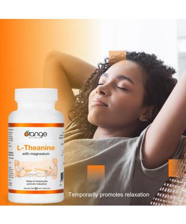 Orange Naturals L-Theanine & Magnesium Bisglycinate 250mg 60 Vegan Capsules - Enhanced Sleep & Relaxation Support Promotes Mental Calmness Optimal for Women & Men - Non-GMO Supplement - Buy Online on SooperMarket.com