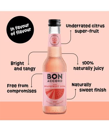 Pink Grapefruit Soda 275ml Pack of 12 From Bon Accord Plant Based Pink Grapefruit Fizzy Soft Drink with Natural Flavours and No Artificial Sweeteners - Buy Online on SooperMarket.com
