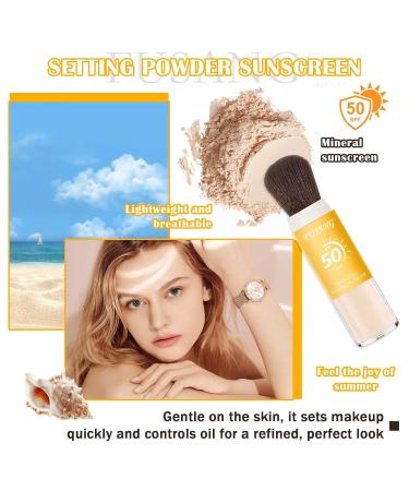 Buy SPF 50++ Mineral Sunscreen Setting Powder | Lightweight Matte Translucent Face Powder with Brush | Oil Control & Breathable Concealer - International Shipping Available - Buy Online on SooperMarket.com