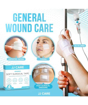 JJ CARE Soft Surgical Tape - 2 Inch x 10 Yards, Pack of 4 - Latex-Free & Hypoallergenic Medical Cloth Tape - Buy Online on SooperMarket.com