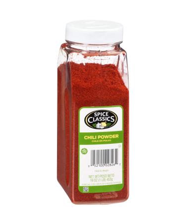 Spice Classics Chili Powder, 16 oz - One 16 Ounce Container of Ground Chili Powder Made from Chili Peppers, Oregano, and Garlic Perfect for Mexican or Southwest-Inspired Dishes 1 Pound (Pack of 1)