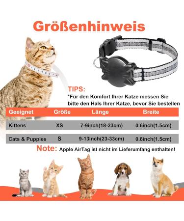 Waterproof Airtag Cat Collar - Reflective Gray XS (18-23cm) with Safety Lock & Elastic for Kittens & Small Dogs - Buy Online on SooperMarket.com