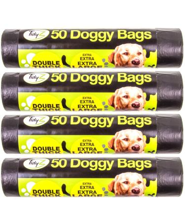 White Hinge Extra Large Super Strong 200 x Doggy Bags - 38cm Poo/Waste Pickup - Tie Top Mess Holders | UK COMPANY