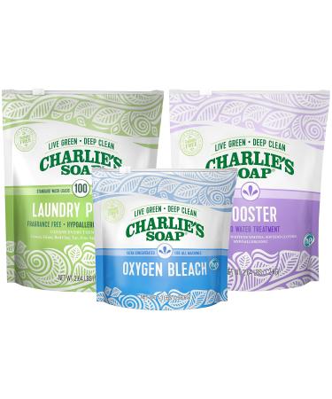 Charlie's Soap Laundry Powder Set Color Safe with Booster & Oxygen Bleach