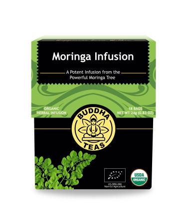 Buddha Teas Organic Moringa Tea - OU Kosher, USDA Organic, CCOF Organic, 18 Bleach-Free Tea Bags