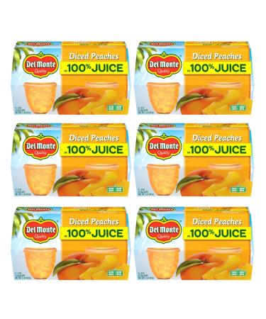 DEL MONTE Diced Peaches FRUIT CUP Snacks in 100% Fruit Juice, 24 Pack, 4 oz Cup Yellow Cling Peaches
