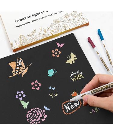 Metallic Marker Pens 30 Pack | Lineon 24 Colors Fine Tip Paint Pens + 6 Stencils | Ideal for DIY Crafts, Photo Albums, Rock Art, Card Making | Glass, Wood, and More - Buy Online on SooperMarket.com